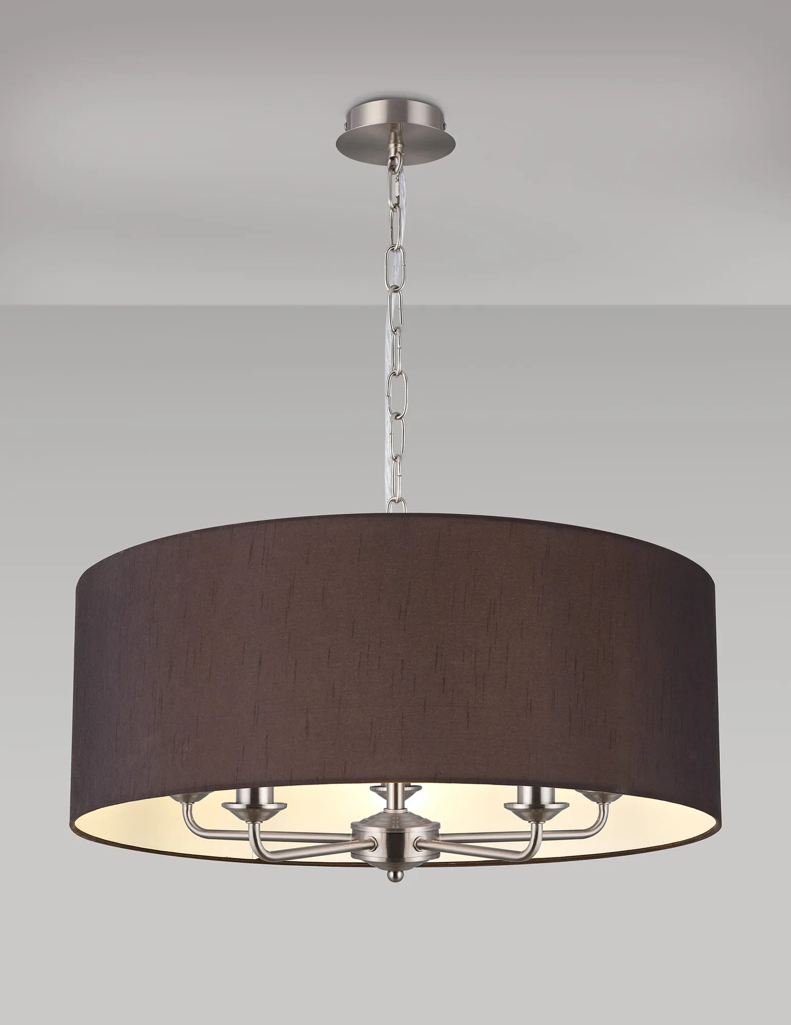 Banyan 60cm 5 Light Pendant Satin Nickel; Black DK0670  Deco Banyan SN BL